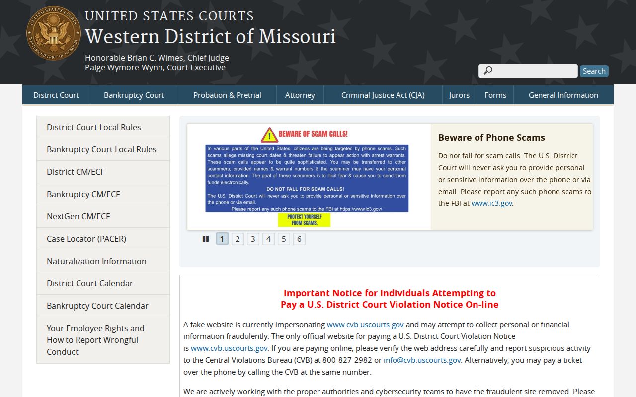 Clinton County court records federal Western District of Missouri distinction