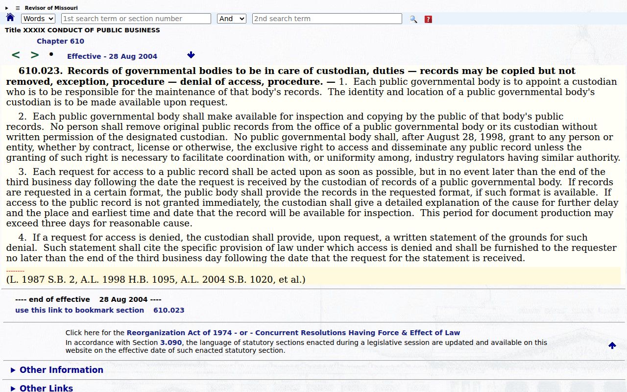 Clinton County court records Missouri Sunshine Law response timing source