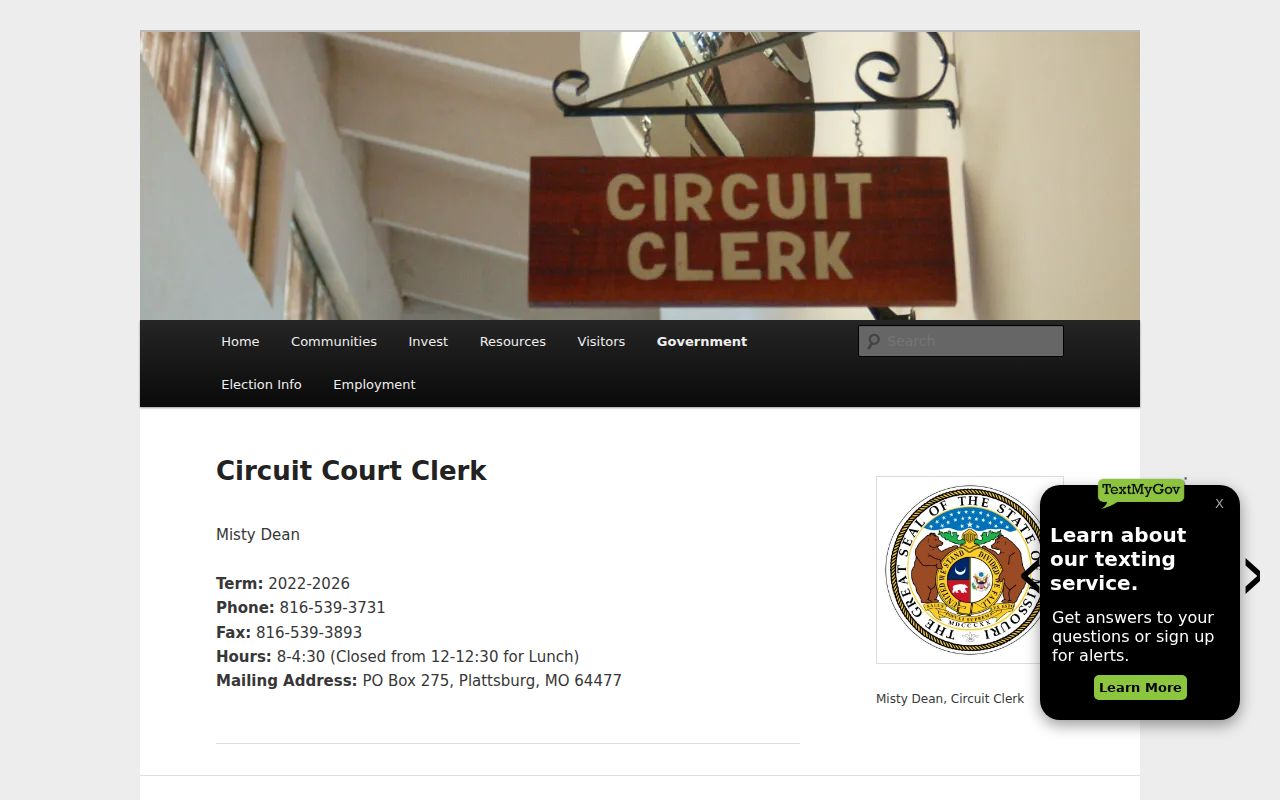 Clinton County court docket Circuit Clerk contact page