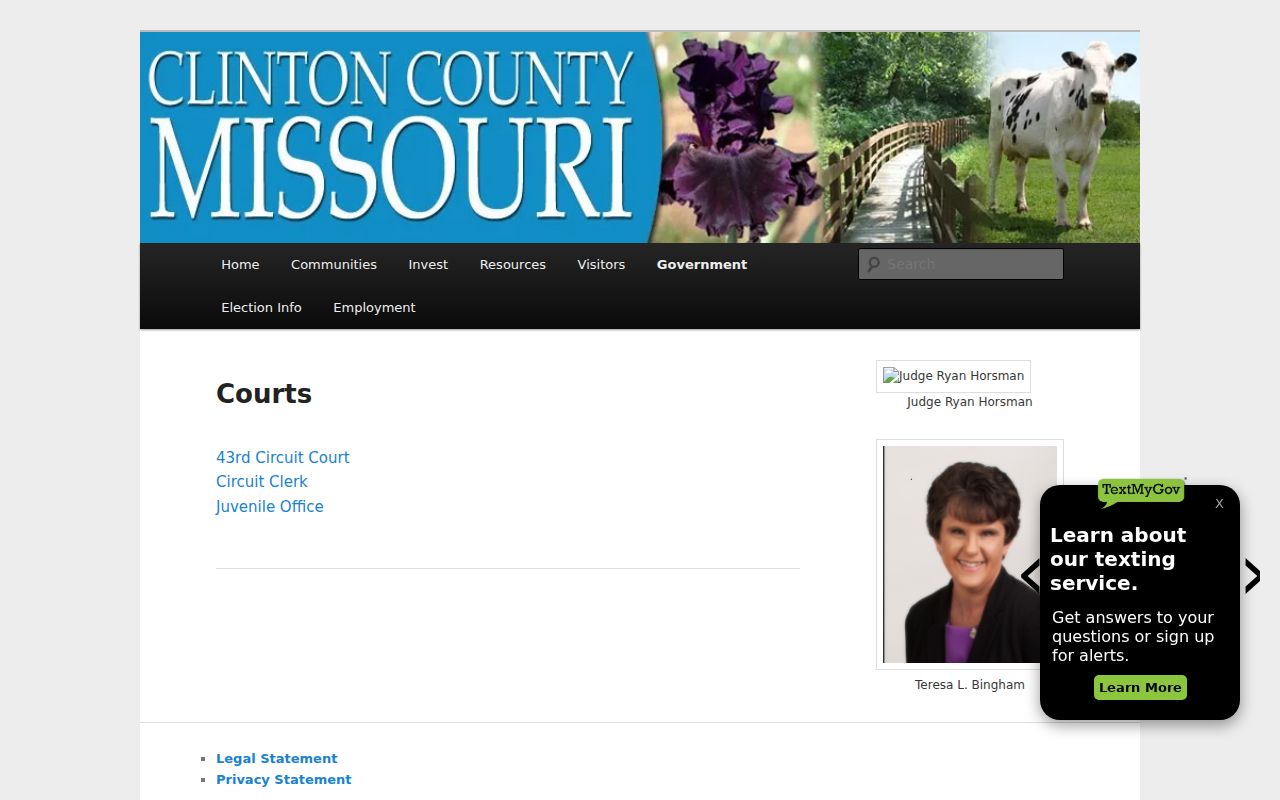 Clinton County court docket official courts page